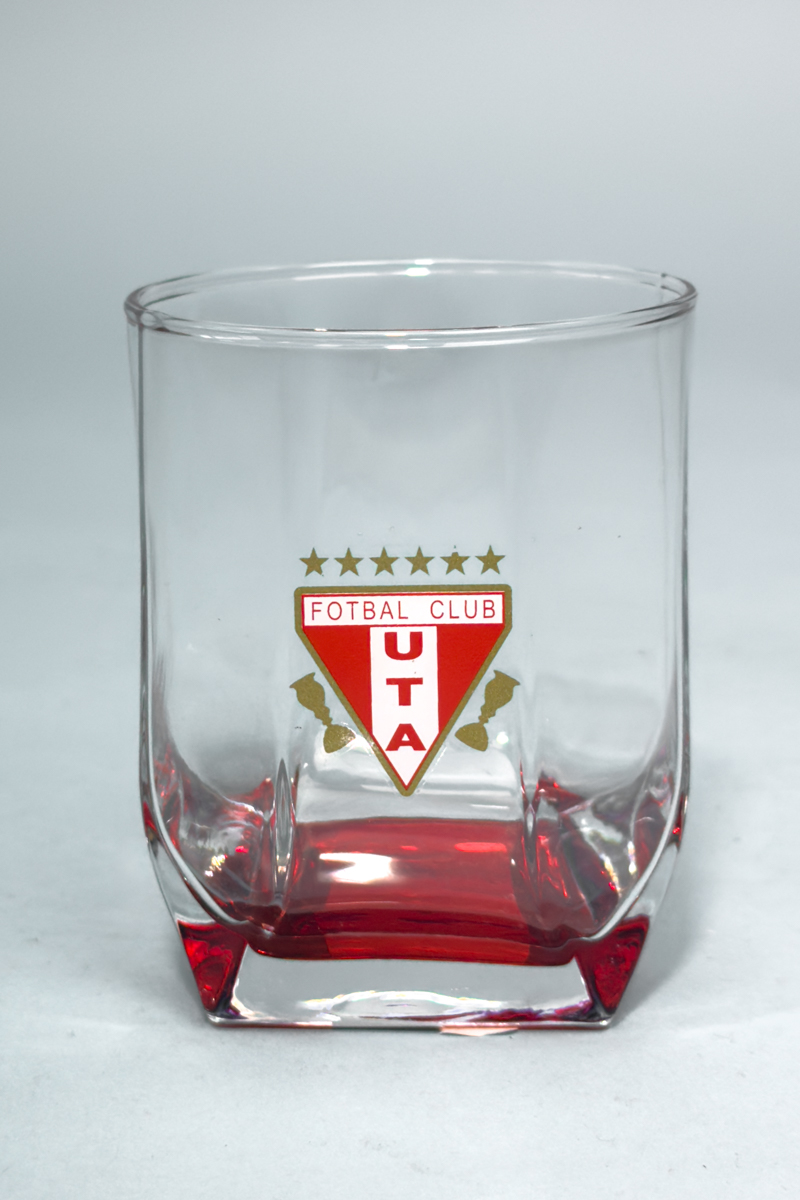 PAHAR WHISKY GRAVAT UTA - STICLA PREMIUM, DESIGN ELEGANT CU SIGLA ECHIPEI