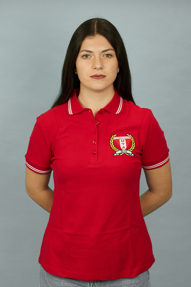 Tricou polo UTA roșu femei -  model Urban cu siglă brodată 