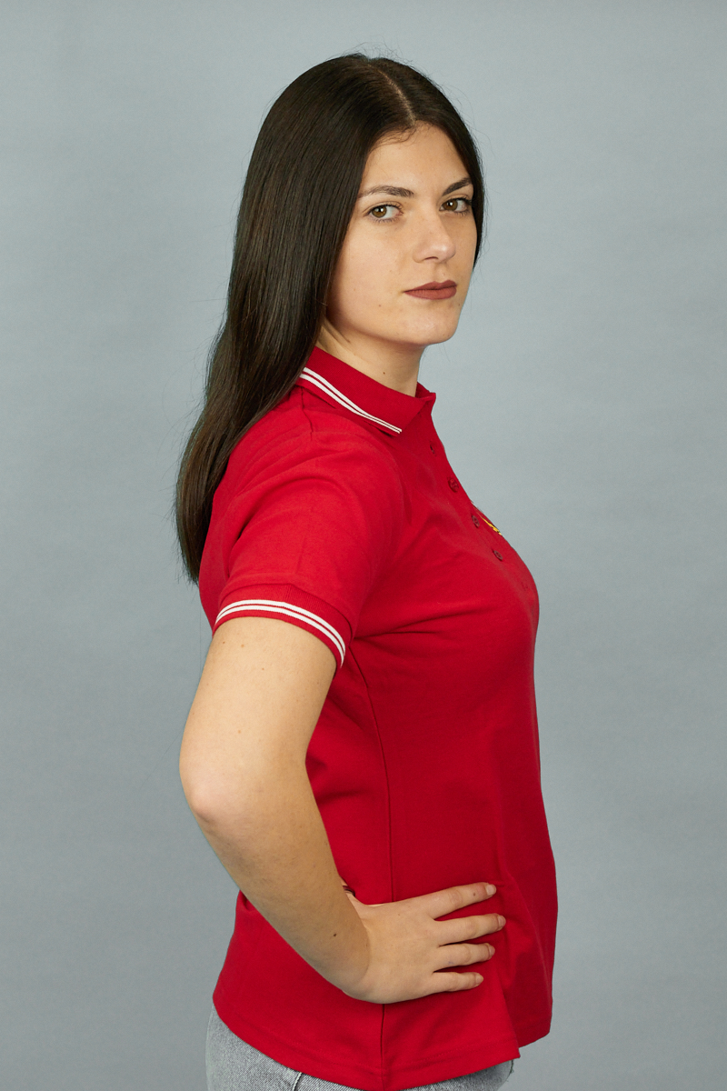 Tricou polo UTA roșu femei - model Urban cu siglă brodată