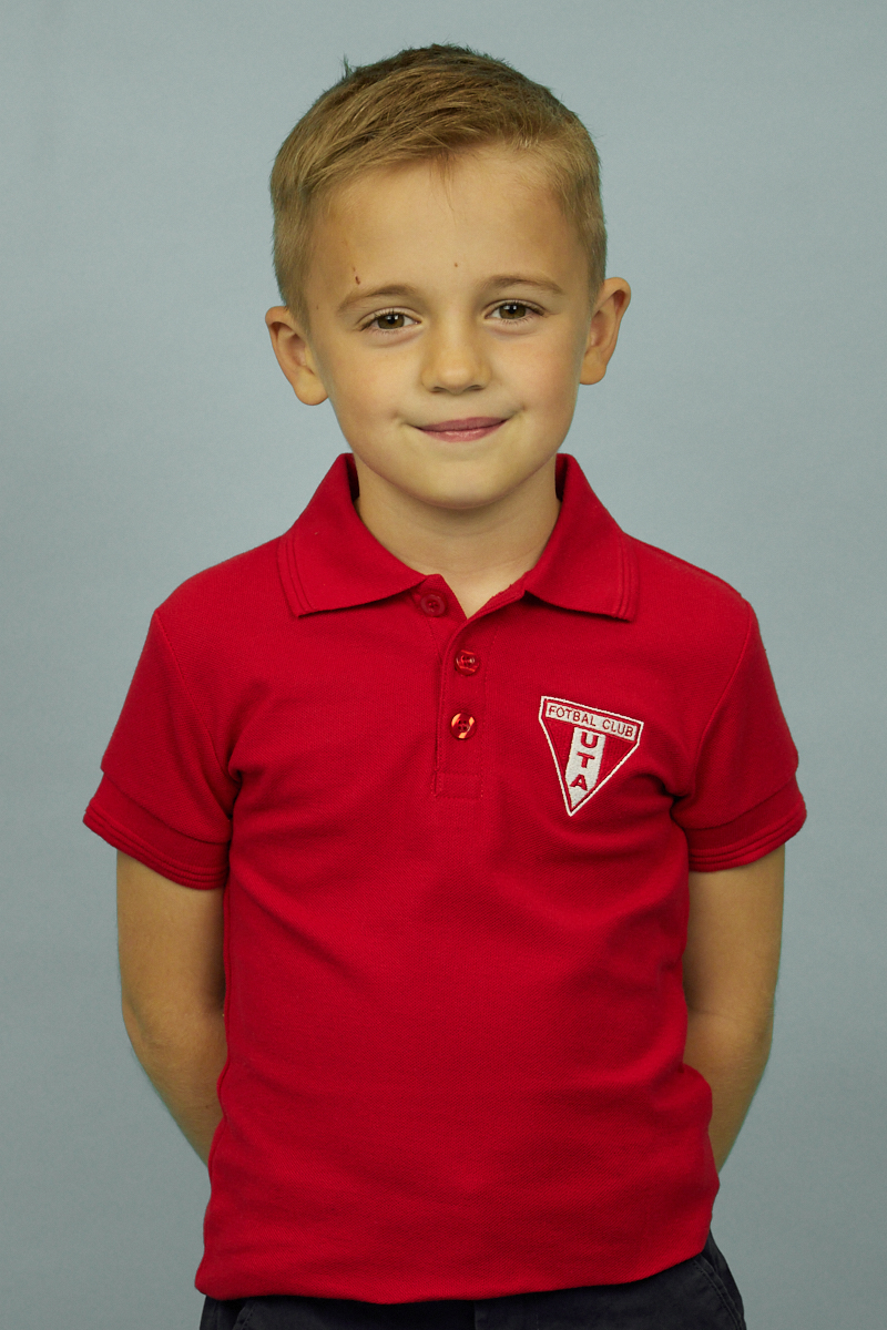 Tricou polo copil UTA roșu bumbac - siglă brodată
