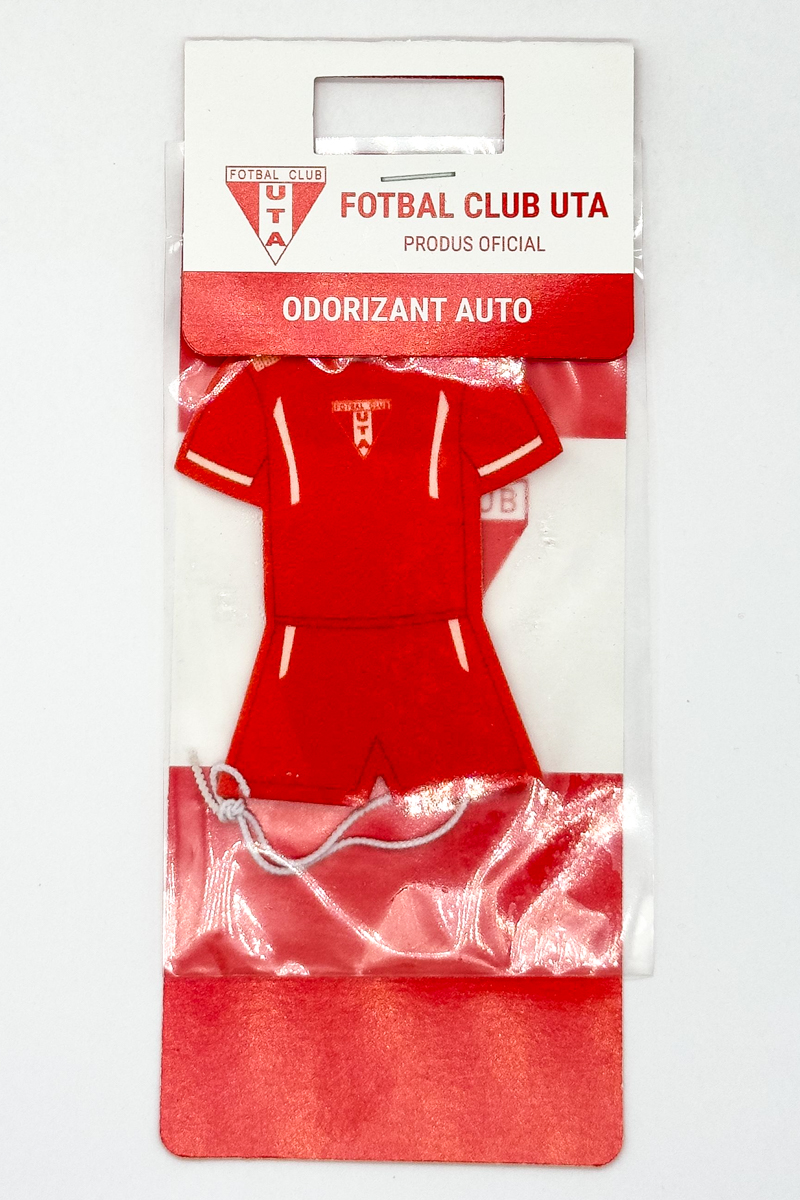 Odorizant auto UTA Arad – formă de tricou cu sigla echipei, suvenir pentru suporteri