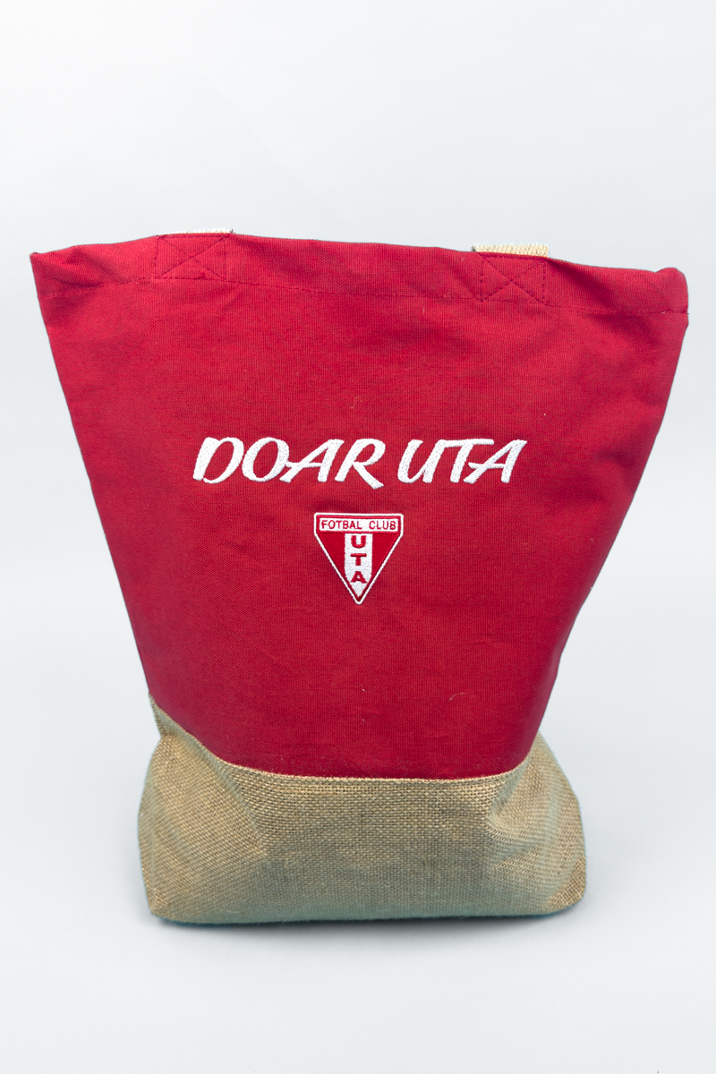 Sacoșă UTA roșu / natur – model Doar UTA cu material rezistent
