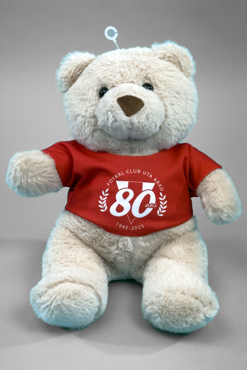 Ursuleț pluș UTA Arad – ediție aniversară 80 de ani, culoare bej, suvenir oficial