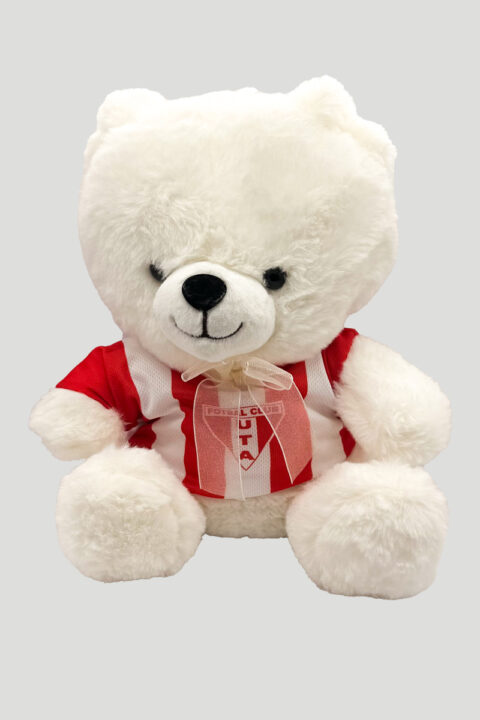 Ursuleț pluș personalizat UTA Arad – culoare albă, mascotă suvenir