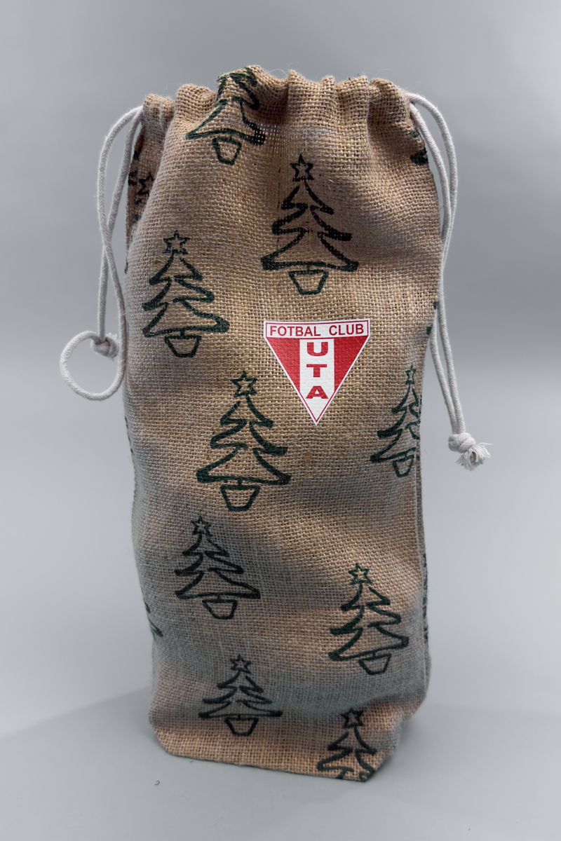 Sac vin UTA Crăciun - model textil brad imprimat 