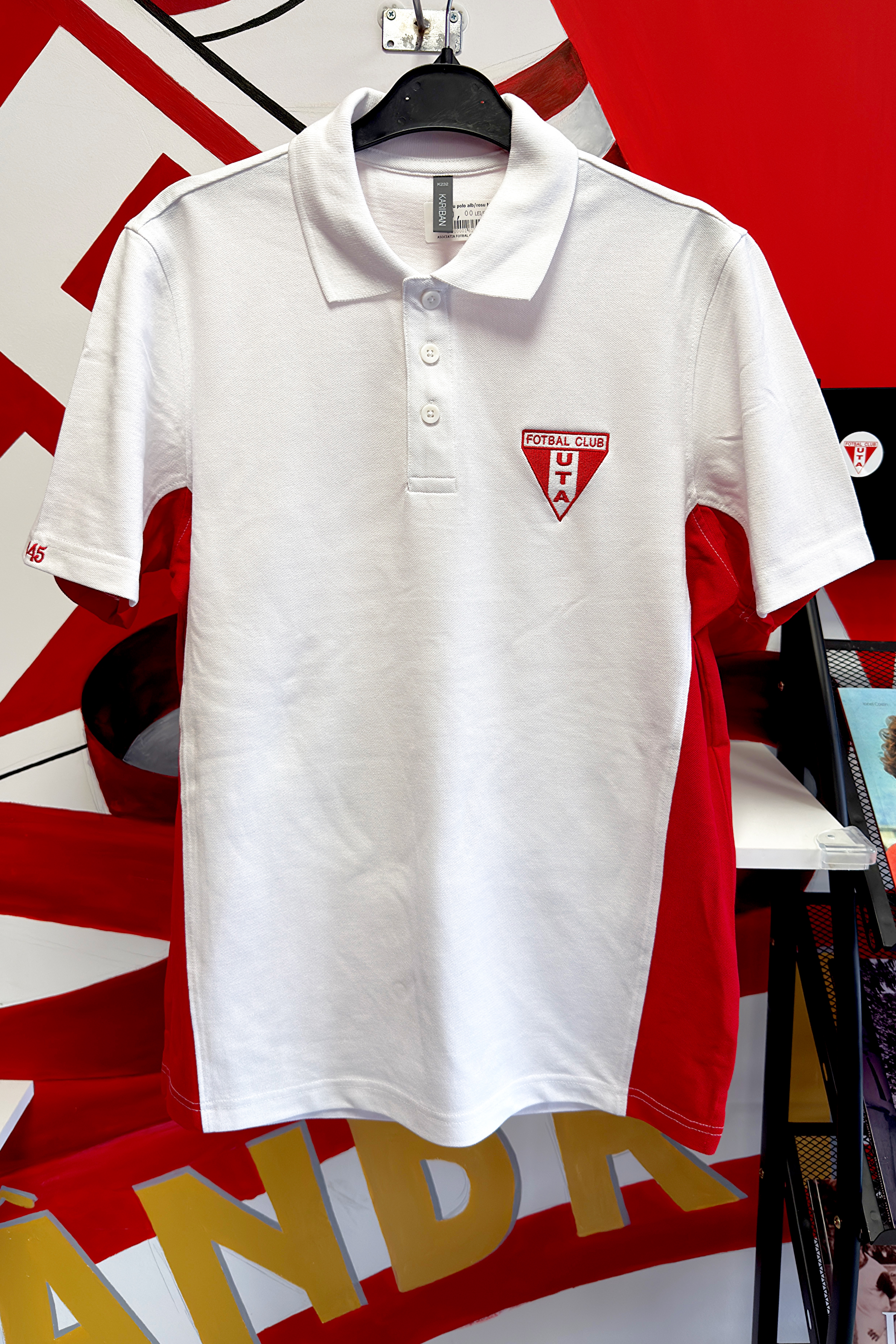 Tricou polo UTA alb/roșu 1945