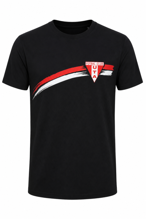 Tricou UTA negru cu dungi alb-roșii pentru suporteri